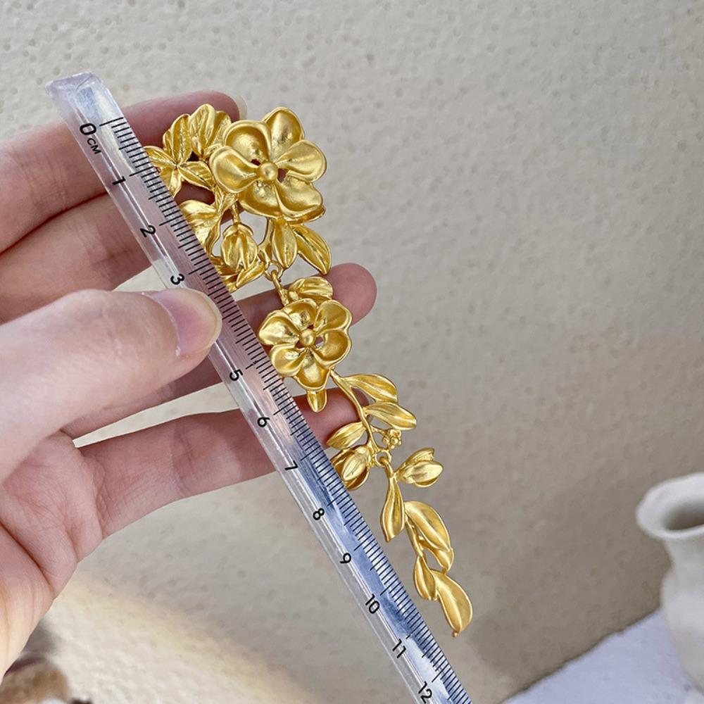 Преувеличенные серьги с золотым цветком, женские ретро-серьги среднего возраста, длинные серьги