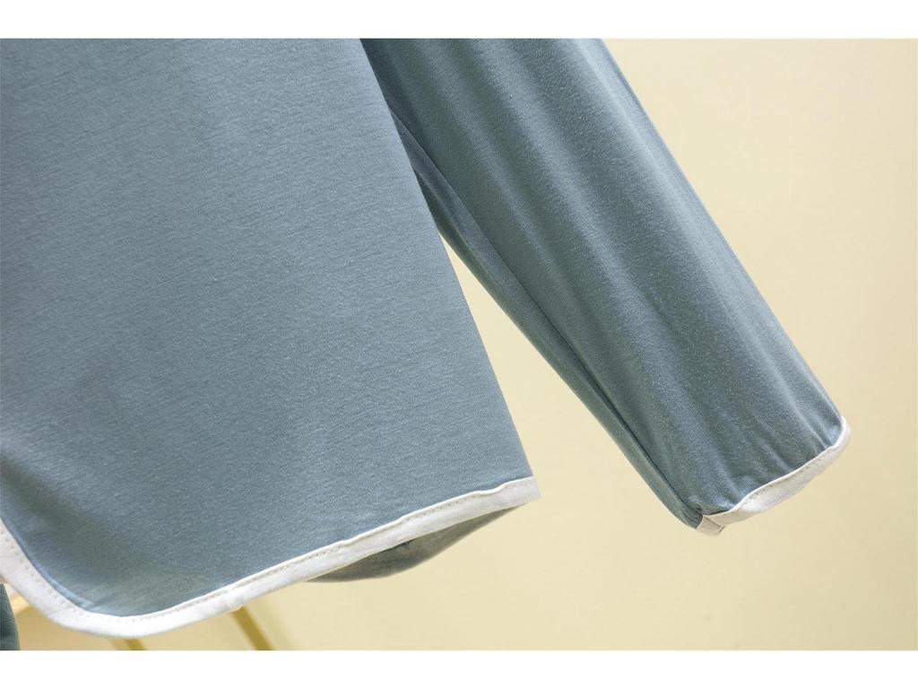 Модальный пижамный комплект с длинным рукавом и нагрудными вкладышами для женщин - Повседневный двухпредметный комплект на осень/зиму с отделкой