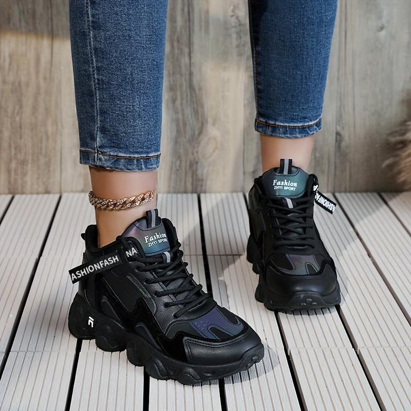 Женские нескользящие термостойкие водонепроницаемые массивные кроссовки на шнуровке с цветными блоками на толстой подошве