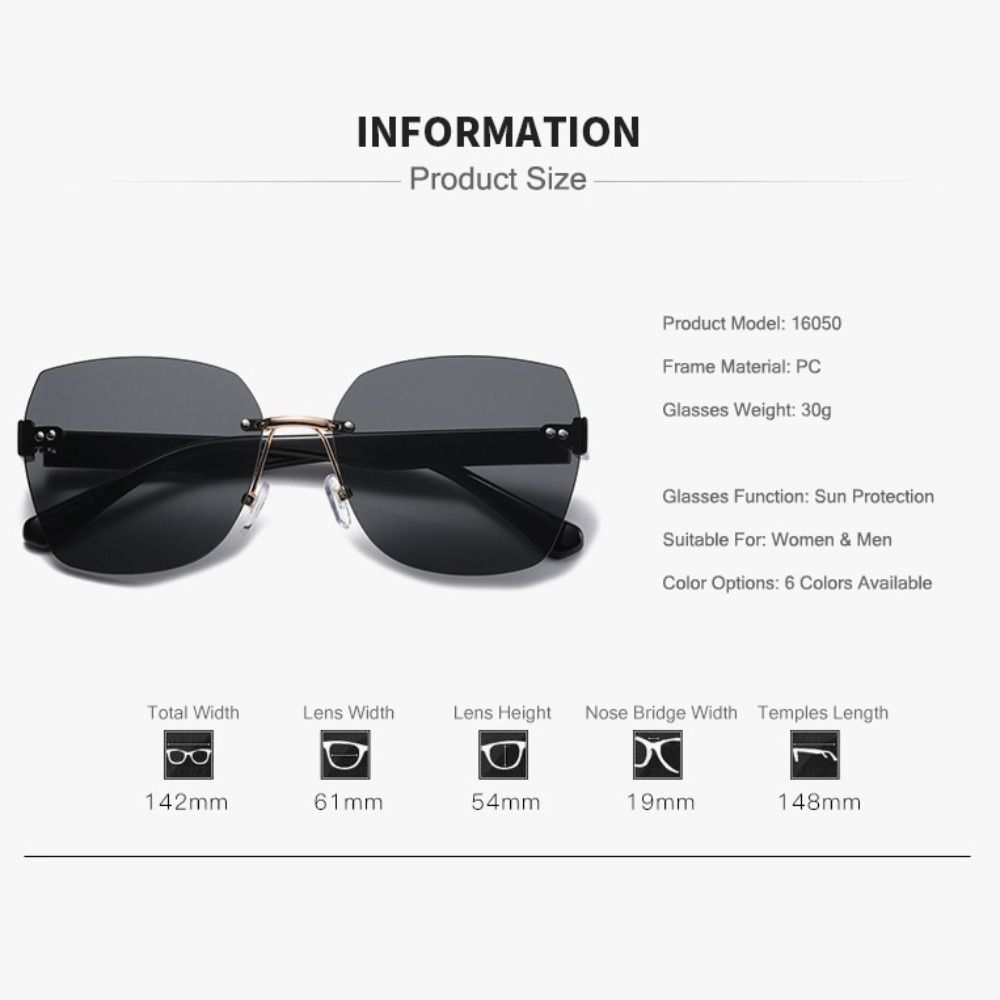 Ladies Eyeglasses Vintage Women Shades Frameless Sun Glasses Rimless Sunglasses Gradient Sunglasses