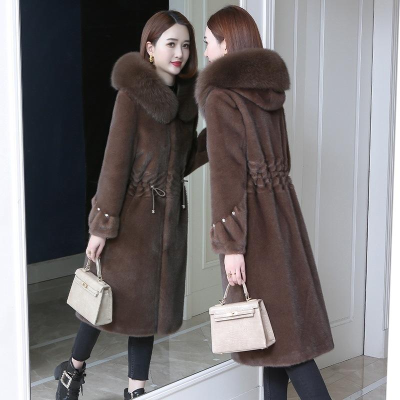 Женская шуба из овечьей шерсти, зимняя новая куртка из лисы с тонким высококачественным золотым мехом норки 2024 года