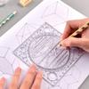 Multifunction Rotatable Drawing Template Art Design Construction Architect Stereo Geometry Circle Drafting Measuring Scale Ruler