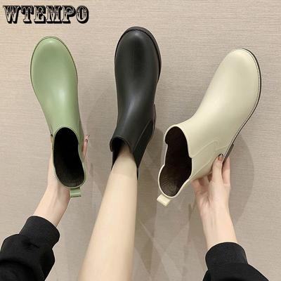 Корейская спортивная модель дождевой обуви, женские короткие водонепроницаемые резиновые туфли, обувь для воды с низкой толстой подошвой, уличные противоскользящие дождевые сапоги