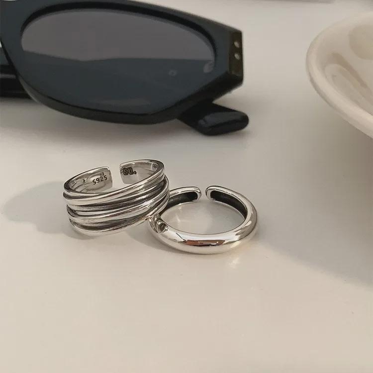 Посеребренное многослойное крестообразное открытое кольцо в европейском и американском стиле для женщин