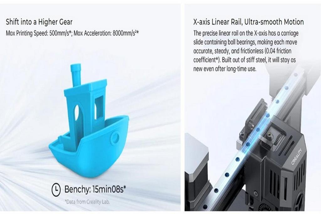 3D-принтер Creality Ender-3 V3 KE, автоматическое выравнивание, 0. Точность печати 1 мм, максимальная скорость печати 500 мм/с, 220*220*240 мм