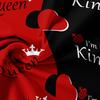 Темно-красный и черный трехпредметный постельный комплект размера Queen и King с принтом английских букв на пододеяльнике