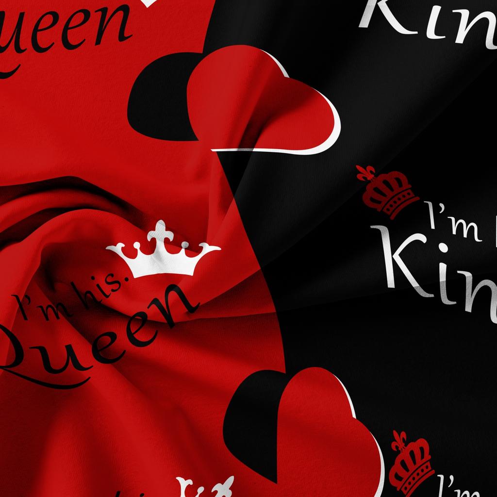 Темно-красный и черный трехпредметный постельный комплект размера Queen и King с принтом английских букв на пододеяльнике