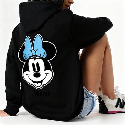 Винтажное худи с принтом Минни Маус Дисней для женщин, мультяшный графический пуловер, повседневная уличная одежда, хлопковый свитер, модный на весну-осень