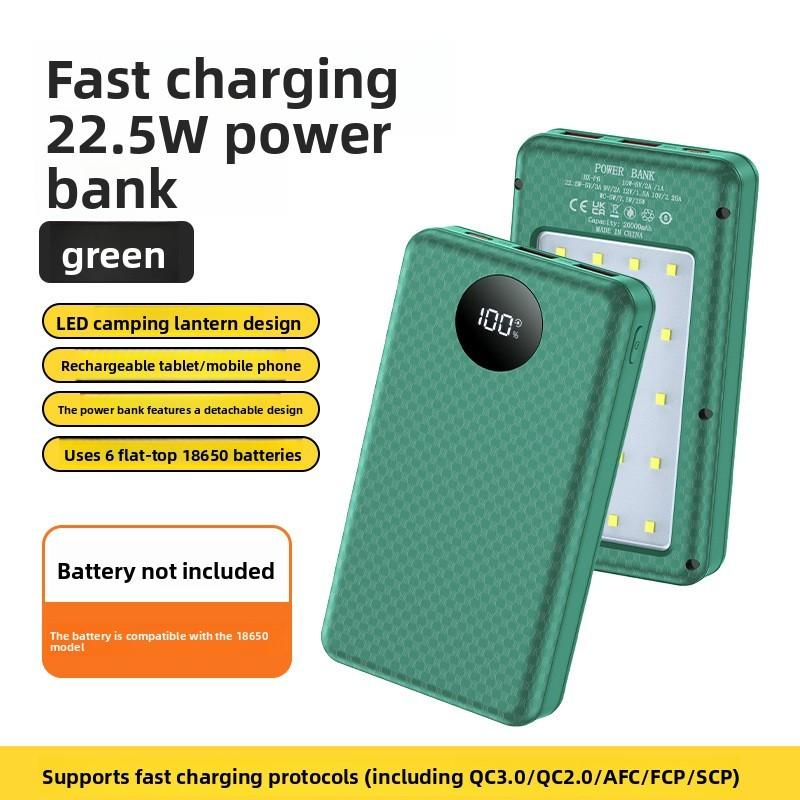 Portable Battery Case With Wireless Charging And Camping Light For Outdoor Use