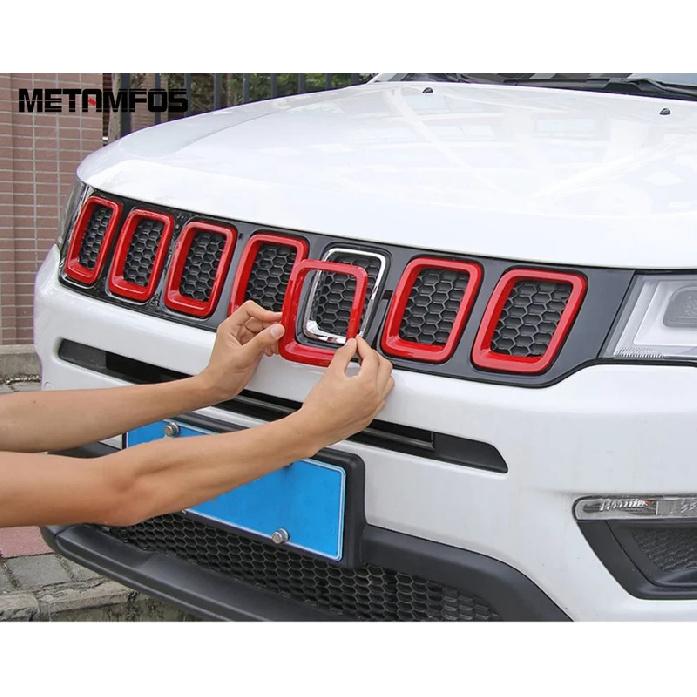 Accessories For Jeep Compass 2017 2018 Front Upper Bumper Grille Racing Grill Cover Trim Decoration Frame Car Styling