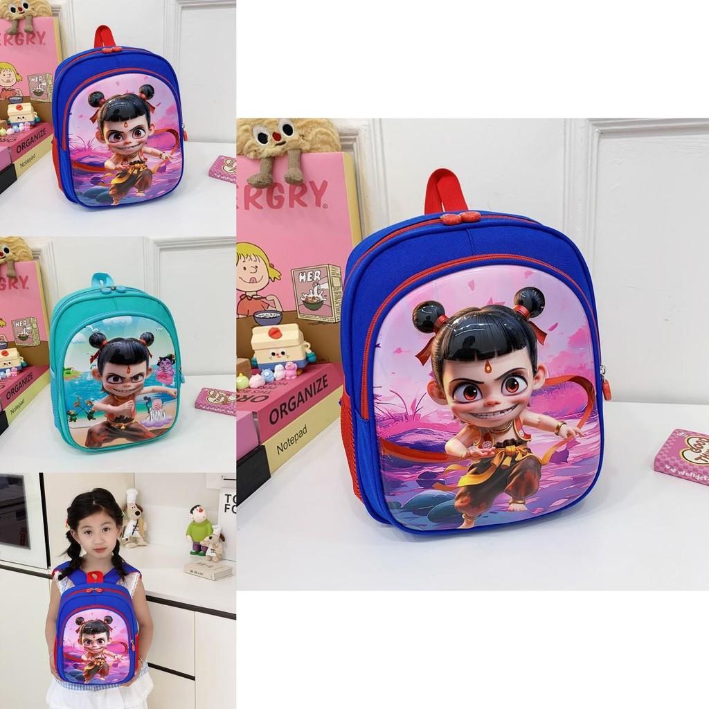 Ne Zha Pattern Kids Backpack With Breathable Nylon For Elementary School And Daily Use
