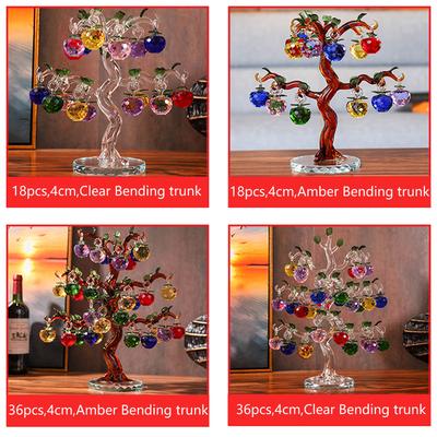 Хрустальная стеклянная яблоня с 6/10/12/16/18/36 шт. яблоками фэншуй ремесло домашний декор фигурки рождественские подарки сувениры декор