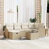 7-piece Beige Garden Sofa Set with Poly Rattan Cushions, 2-seater Garden Sofa with Storage 3360322