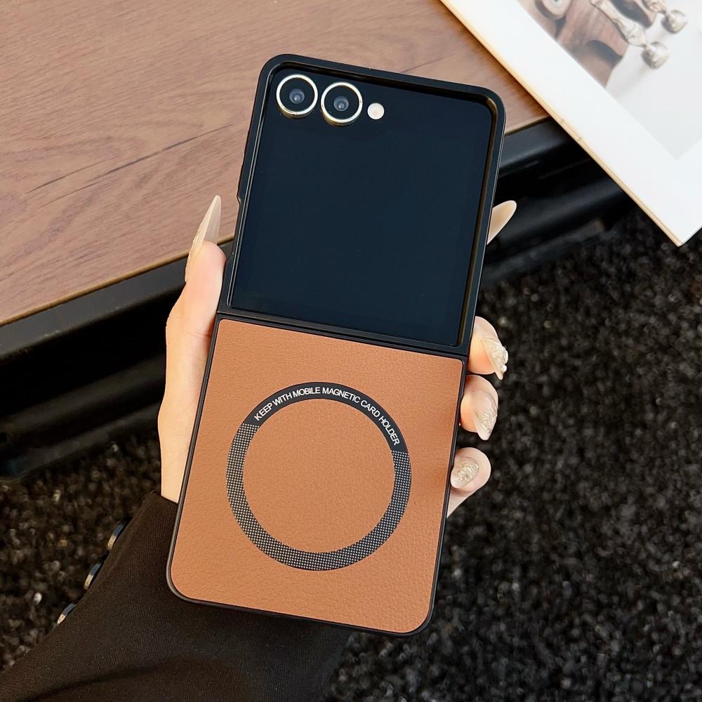 Роскошный Магнитный Матовый Мягкий Кожаный Чехол для Телефона Samsung Galaxy Z Flip 7 6 5 4 3 Для Беспроводной Зарядки Magsafe Защитный Чехол