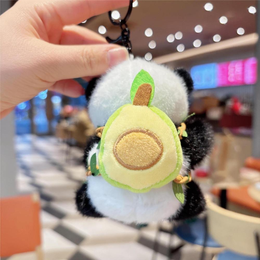 Flower Cartoon Panda Pendant Cute Key Ring Plush Panda Key Chain  School Bag Pendant