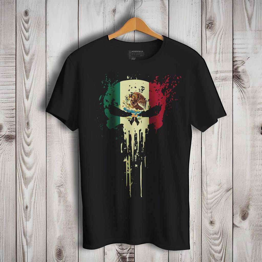Mexican Flag Skull El Castigador Short Sleeve T-Shirt and kids tshirt- Playera De Mexico