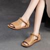 Summer New Fish Mouth Flat Bottom Retro Sandals British Handmade Shoes Fashion Casual Women's Shoes Cloth