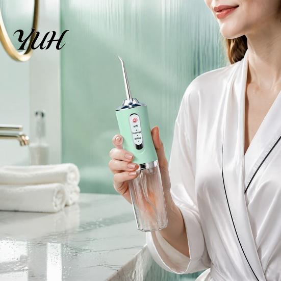 Rechargeable Oral Irrigator Electric Water Dental Flosser, 3 Levels Cordless for Teeth Cleaner with 4 Jet Tips Cleaning, Flosser
