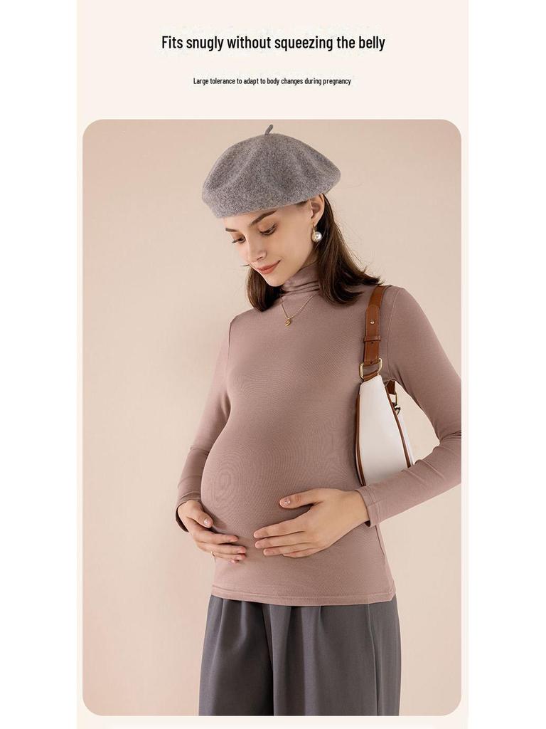 Топ для беременных с полувысоким воротником, эластичный, на весну и осень