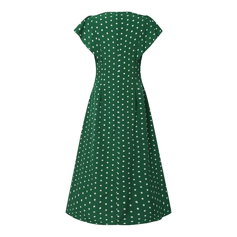 ZANZEA Женское повседневное платье с v-образным вырезом и коротким рукавом в горошек