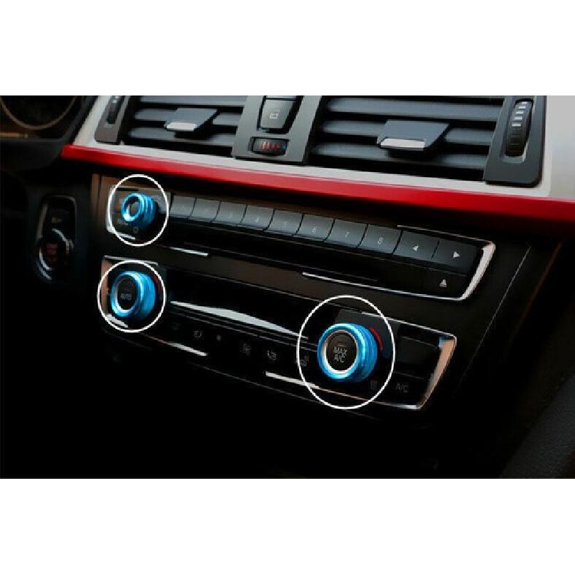 Car Console Air Conditioner Knob Cover Trim Blue Aluminum For BMW X5 X6 E70 E71