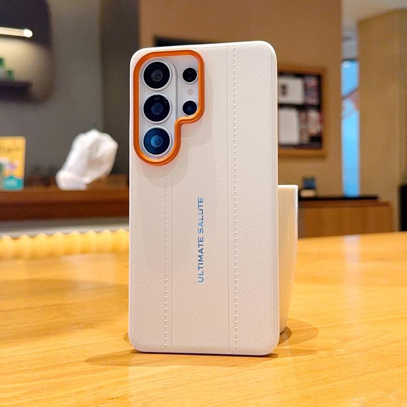 Роскошный Чехол-Дизайн из Кожи с Текстурой Крокодила для Samsung Galaxy S26 S25 Plus Edge Ультратонкий Оранжевое Кольцо Камеры Ударопрочный Чехол