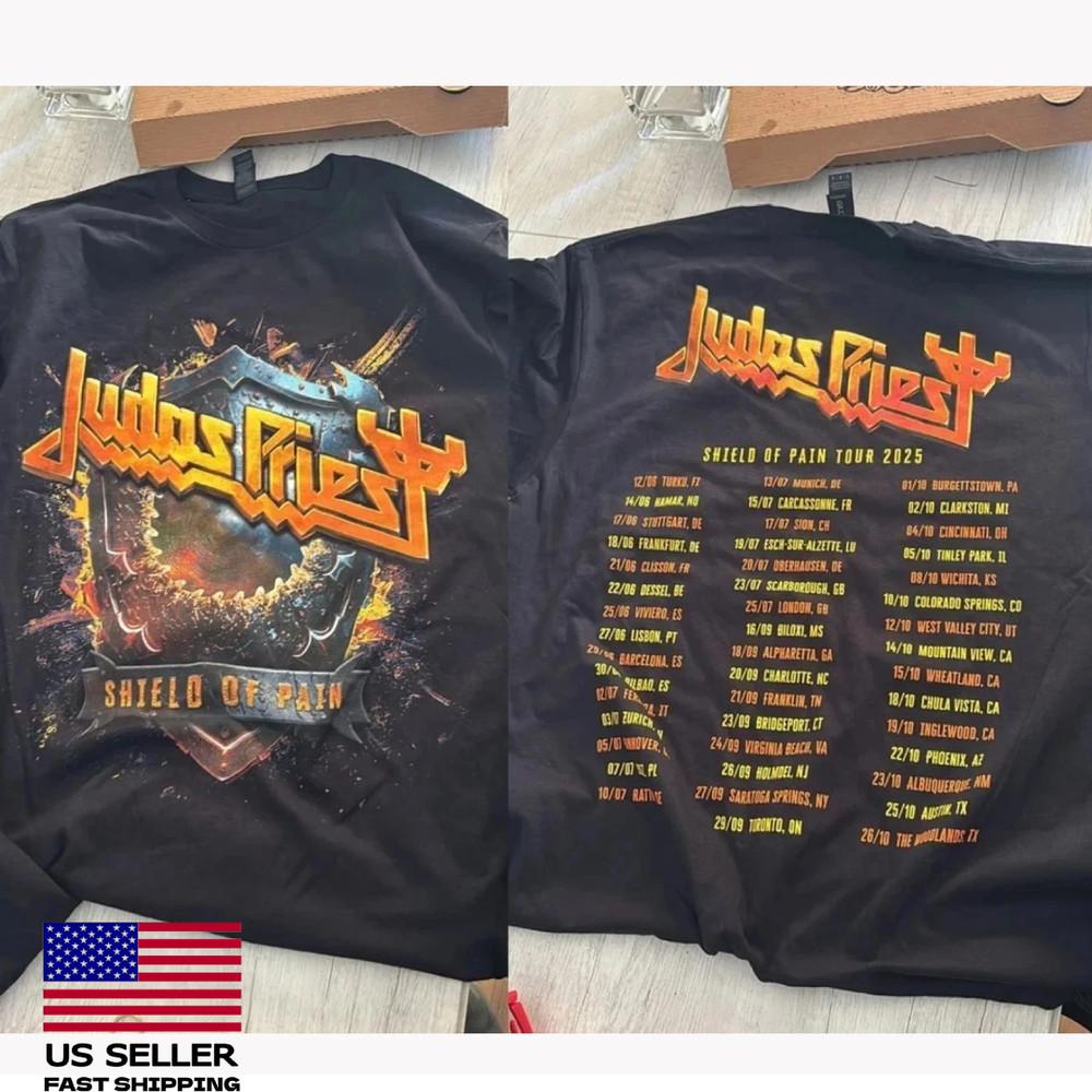 Новая одежда Judas Priest Щит Боли Тур 2025 Мерч Футболка Быстрая доставка Унисекс Футболка