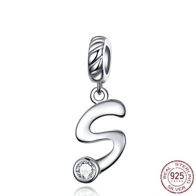 Браслет-подвеска из серебра 925 пробы с буквами AZ и буквами, бусины с именем для женщин, DIY кулон, изготовление ювелирных изделий