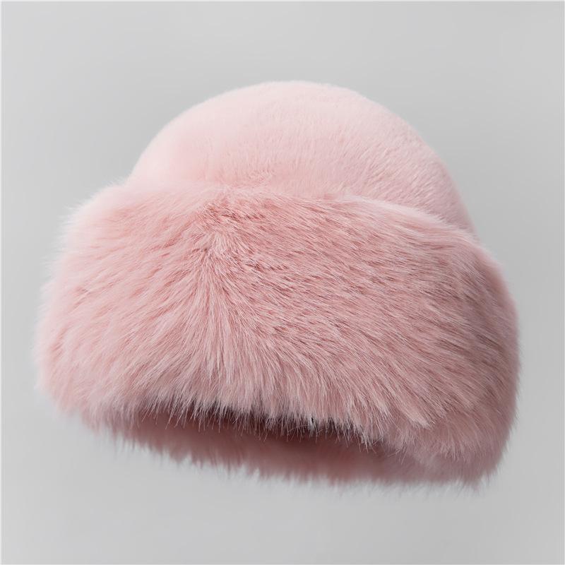 Plush Mongolian Hat Women'S Season Outdoor Cold-Proof White Warm Northeast Basin Hat Ear Hat Mother Bucket Hat