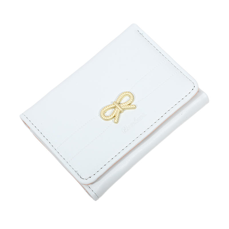 Женский милый модный короткий кошелек с эстетичным маленьким бантом, держатель для кредитных карт, кошелек для монет с окошком для удостоверения личности