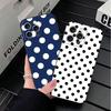 Арт-дизайн в горошек Модный Мягкий чехол для телефона для iPhone 16 16E 17 Air 15 Pro Max 14 Plus 13 Mini 11 12 7 Черная задняя крышка