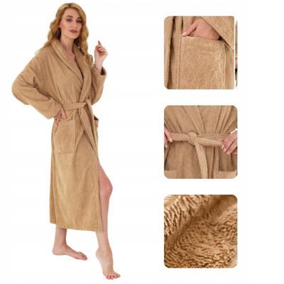Women'S Terry Dressing Gown, Warm, 100% Cotton, Soft, M