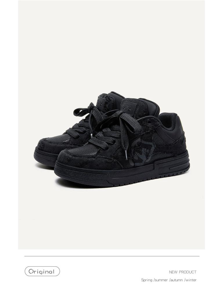 Black Knight Destructive Aesthetics Series: Trendy Youth Thick-Soled Low-Top Canvas Shoes for Men and Women