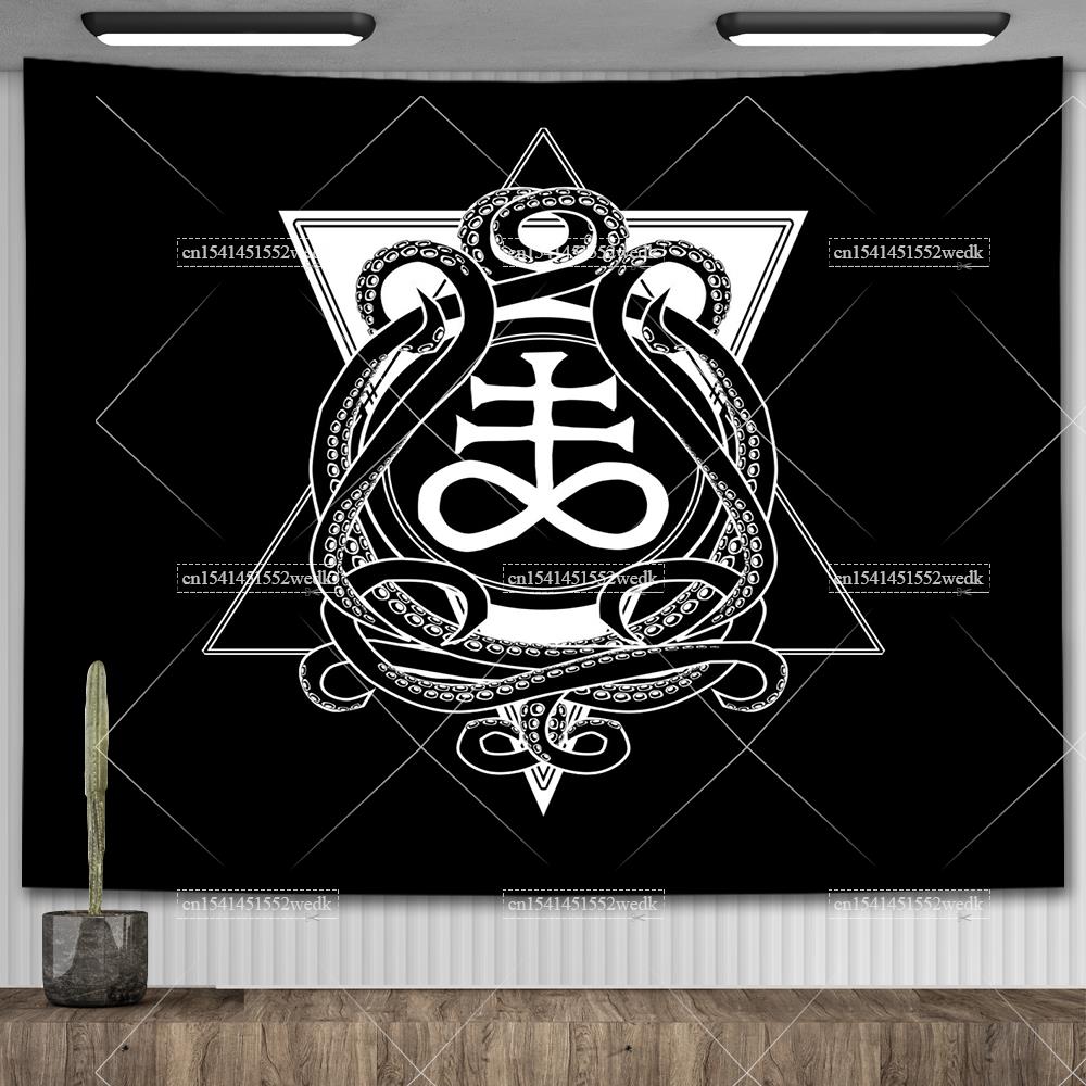 Хиппи Пентаграмма Викканский настенный гобелен Оккультный колдовской гобелен Эстетические сатанинские гобелены с головой козла Украшение гостиной