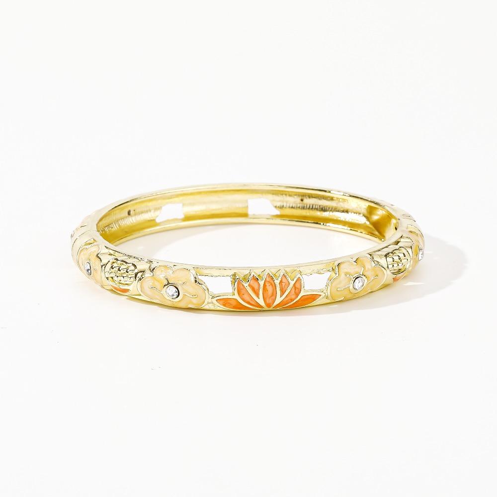 Hollow Out Enamel Floral Bangle Colorful Flower Bangle Vintage Dainty Jewelry Women