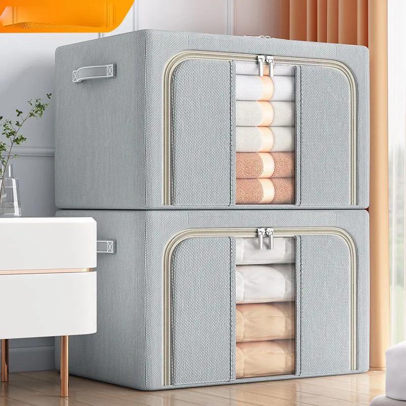Ящик для хранения домашней одежды, складной ящик для хранения со стальным каркасом, хлопковое одеяло, большая вместимость, ткань Оксфорд, водонепроницаемая организация хранения