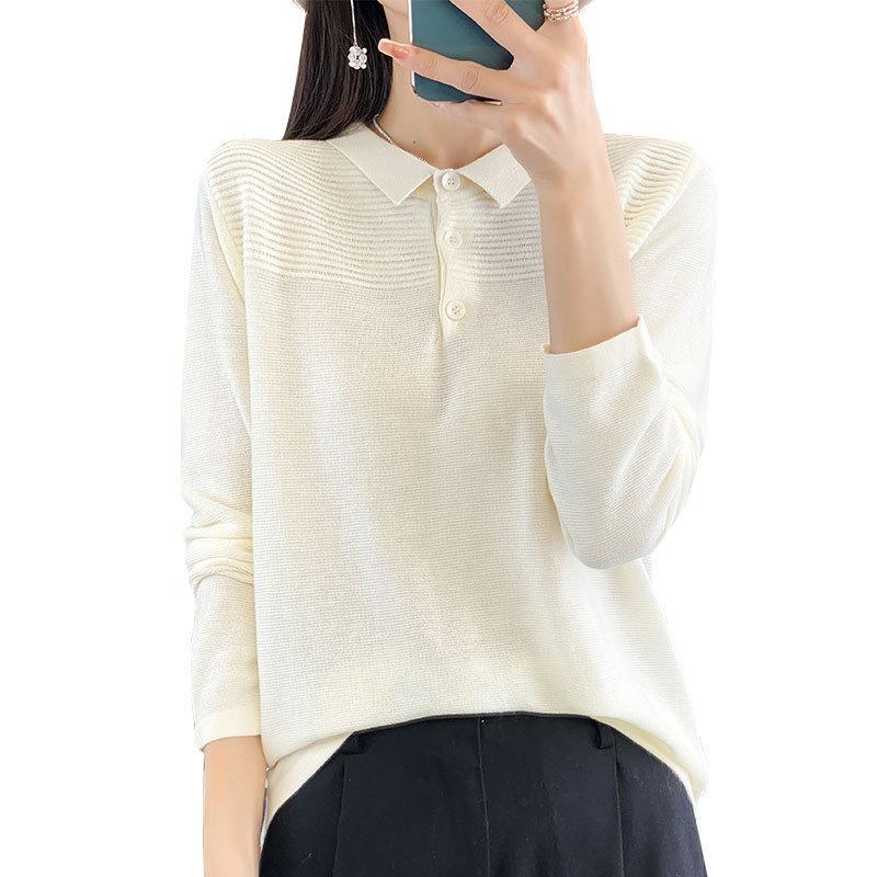 Осенние и зимние женские топы, трикотаж, рубашки поло, трикотаж с длинными рукавами