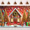 Gingerbread houses and Christmas tree banners are ideal for outdoor garden porch decorations and winter holiday parties