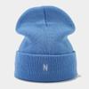 New fashion trendy brand N letter embroidered knitted hat women's personality versatile outdoor thermal hat, men's simple wool hat