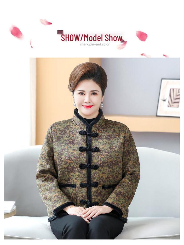 Зимняя теплая хлопковая куртка из бархата большого размера для женщин среднего и пожилого возраста