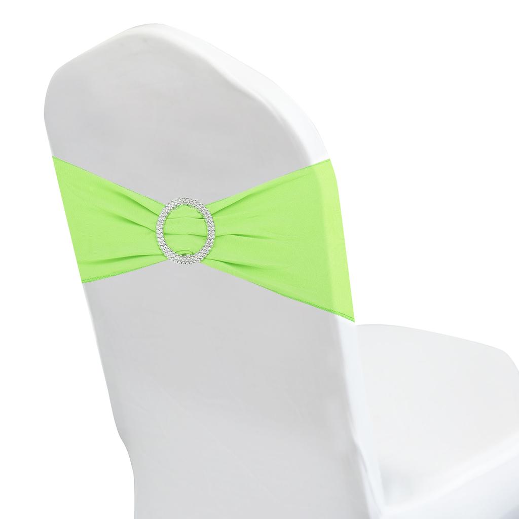 Chair Bows Sash 50pcs Stretch Chair Cover Band Elastic Chair Tie with Silver Buckle Slider for Party Wedding Banquet Decoration