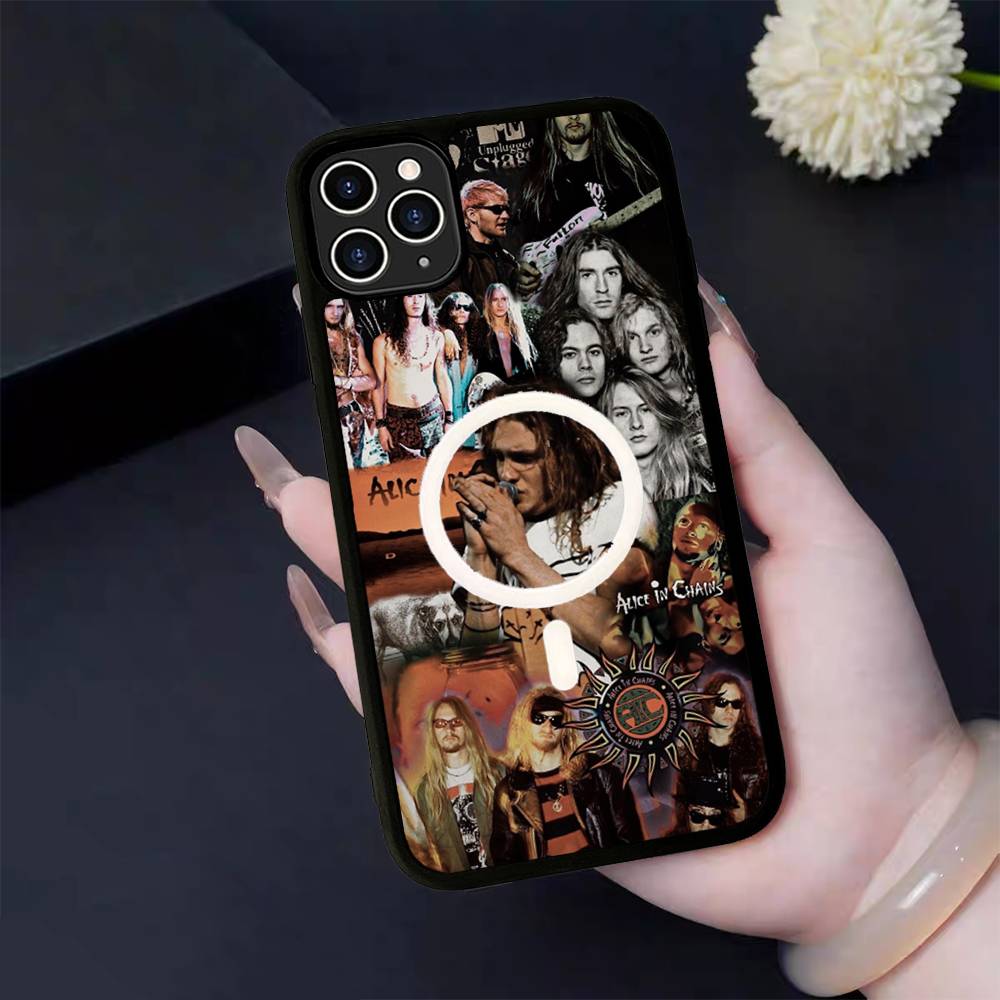 Retro Band A-Alice In C-Chains For Magsafe Magnetic Wireless Phone Case For IPhone 11 12 13 14 15 16 17 Pro Max Plus Cover