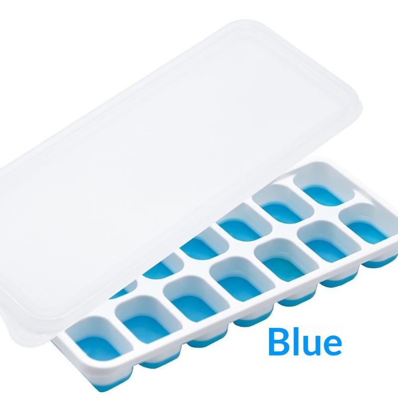 14 Cube Easy Release Silicone Ice Tray Mold with Lid for Refreshing Drinks