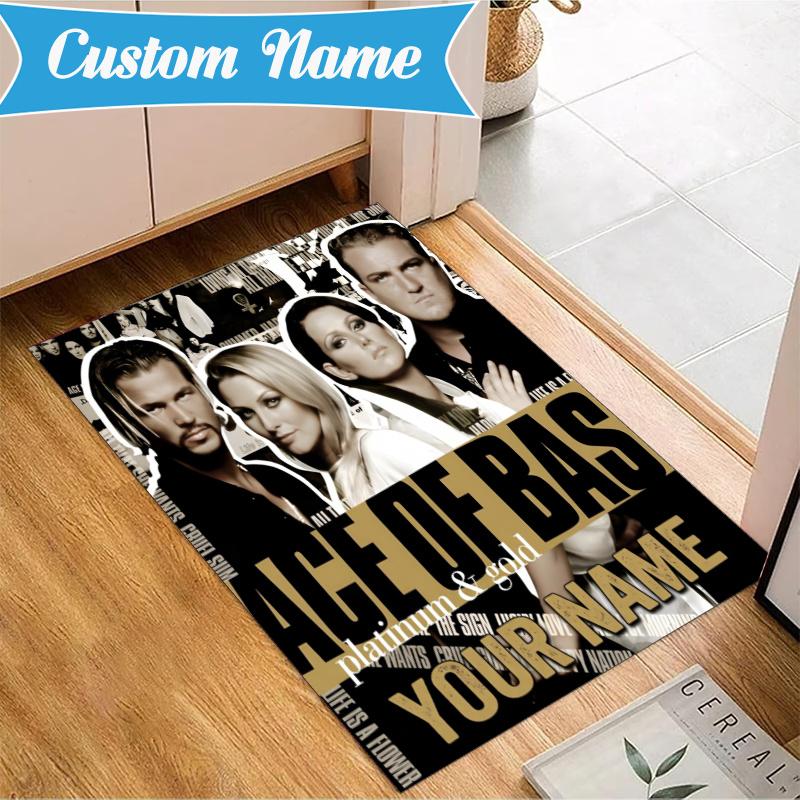 Custom Name Ace Base Music Carpet Non-Slip Area Rug, Durable Polyester, Ideal for Living Room, Bedroom, Entryway, Decorative Gift