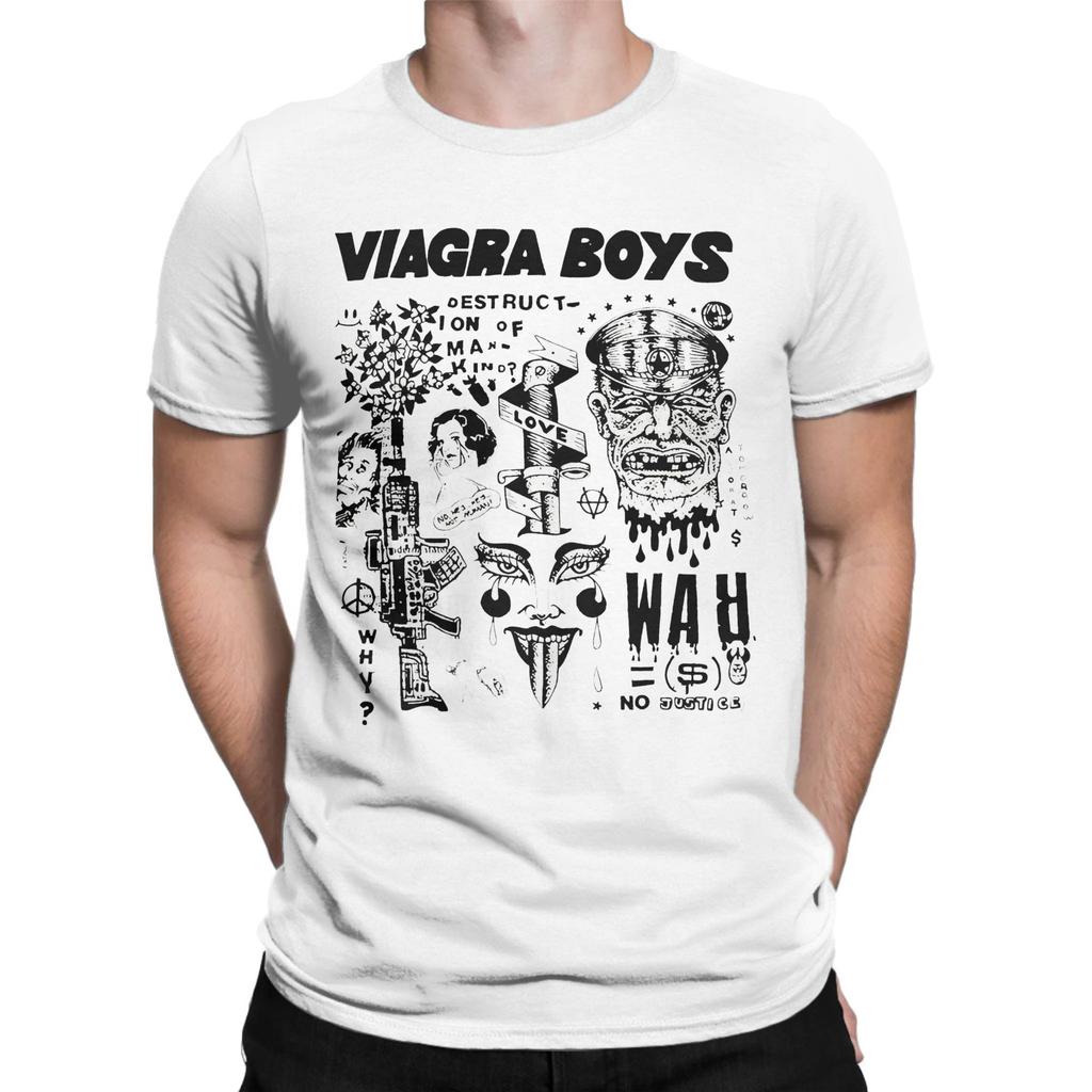Футболка Viagra Boys Летние Винтажные Футболки 100% Хлопок Популярная Футболка для Мужчин Короткий Рукав Повседневные Футболки