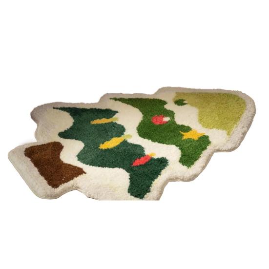 Yousheng Рождественский коврик для ванной комнаты, коврик с дизайном в форме рождественской елки и Санта-Клауса, водопоглощающий коврик для пола, домашний декор для кухни, гостиной, ванной комнаты