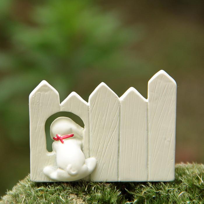 Garden Micro Resin Ornaments With Cartoon Dog Fence For Gift And Party Decor