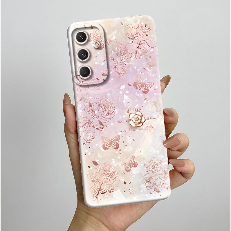Чехол для телефона Samsung Galaxy M35 5G Бампер Силиконовый Ударопрочный Красивый Чехол с Бабочками и Цветами для Galaxy M 35 M55 Funda