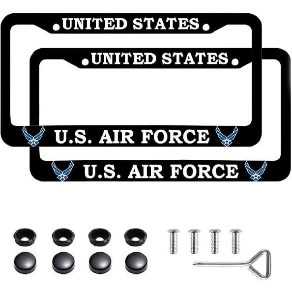 1PC for US Navy Carbon Fiber License Plate Frames,4 Holes Aluminum License Plate Covers for Department of The Navy, Car License Plate Holder Slim