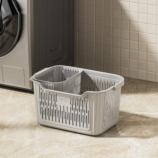 Корзина для белья Дышащая сетчатая корзина для хранения с ручкой Корзина для грязной одежды со встроенной корзиной для нижнего белья для одежды, игрушек, ванной комнаты, стирки